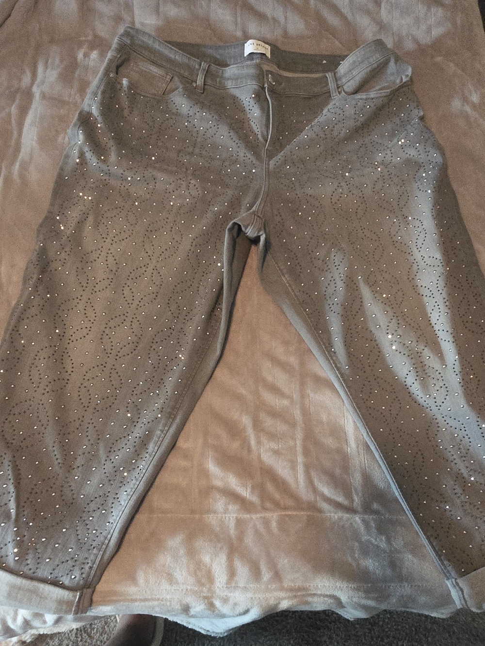 Lane Bryant Gray Rhinestone Boyfriend Jeans Size 24